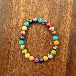New MULTI-COLOR IMPERIAL JASPER Beaded Bracelet 7.5"📿